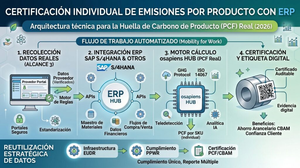 infografía sobre certificación individual de emisiones por producto con ERP